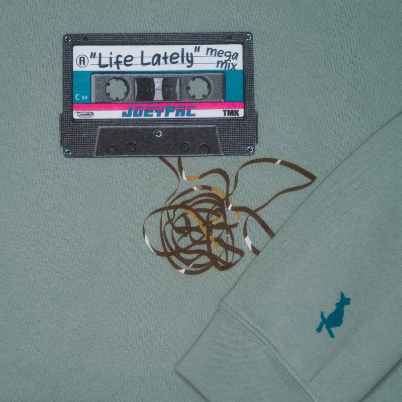 Cropped Lightweight Hoodie - "Life Lately" Mega Mix - Retro Cassette Tape