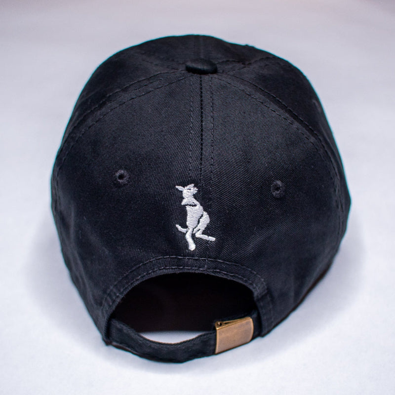 JoeyPac black dad hat with 'Los Angeles' and a multicolored sunset embroidered on it