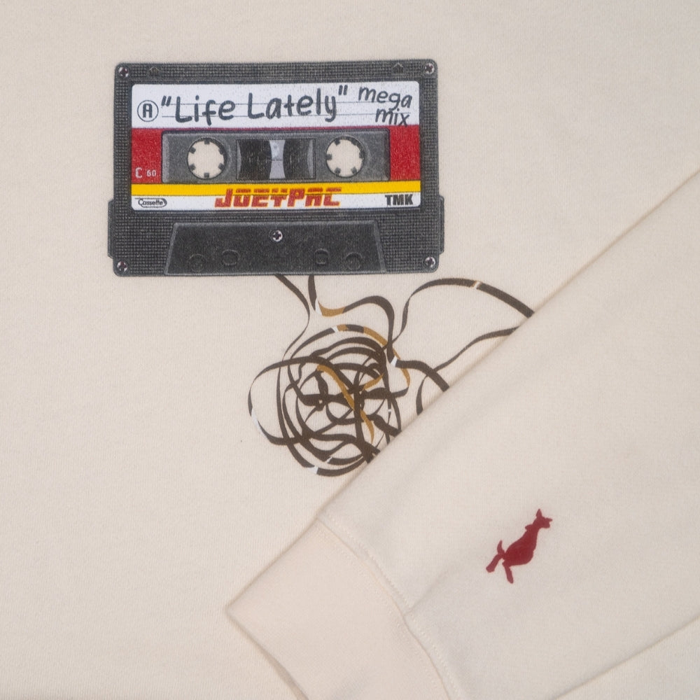 Cropped Lightweight Hoodie - "Life Lately" Mega Mix - Retro Cassette Tape