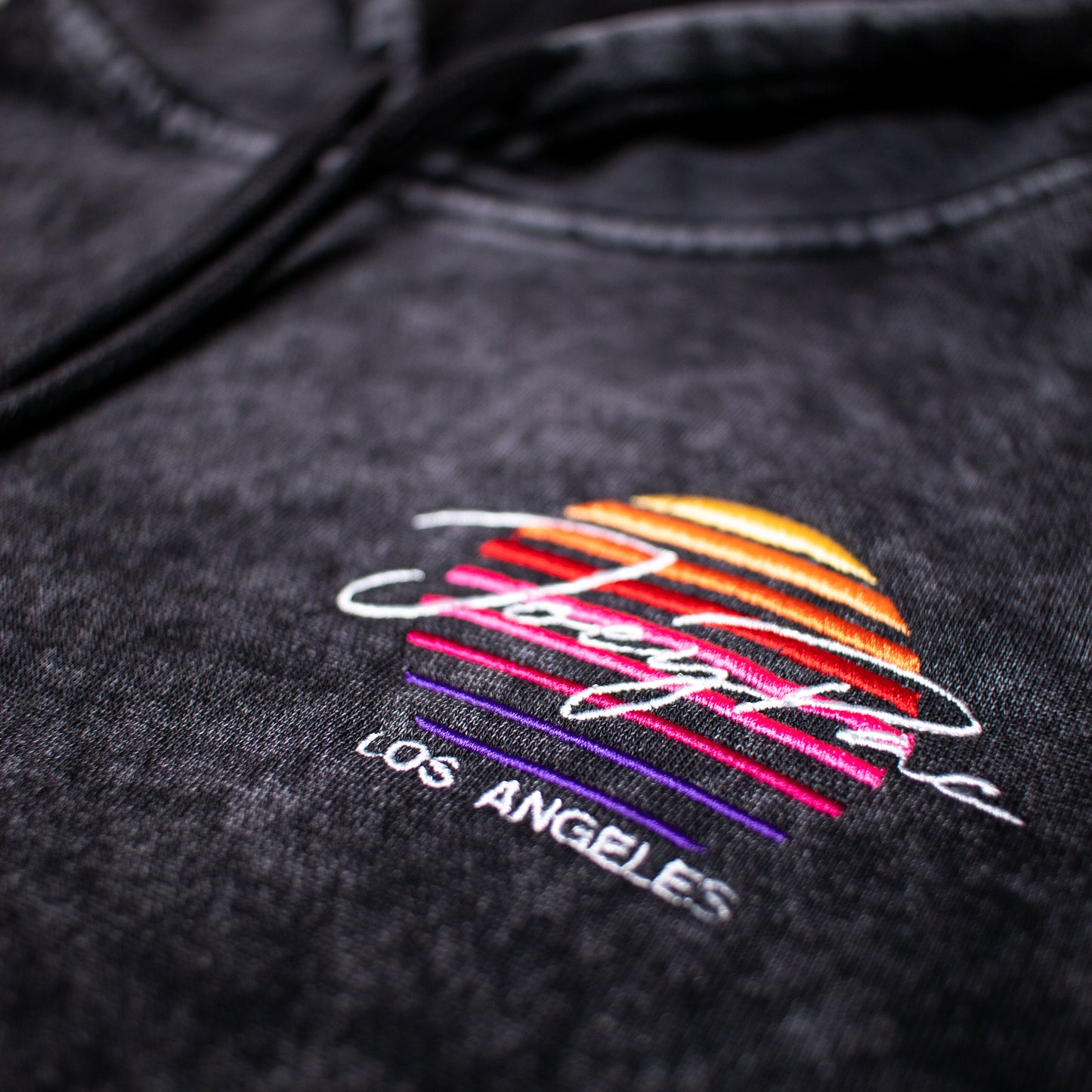 Mineral Wash Midweight Pullover Hoodie - Embroidered Sunset Logo